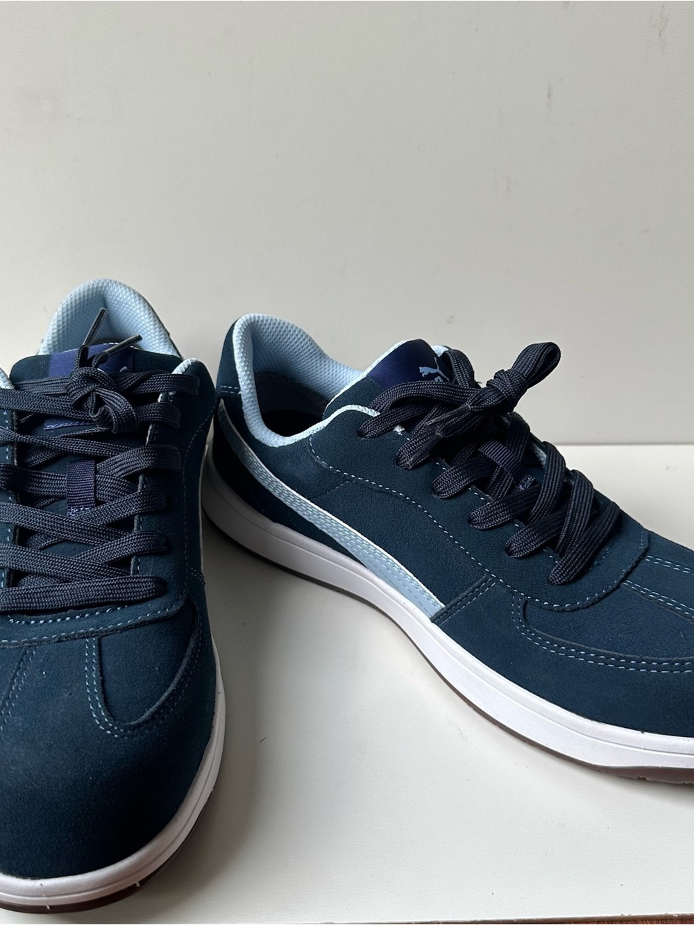 Puma Safety Shoes Men's Size 10 Navy Blue Suede Slip Resistant Work Sneakers